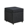 thumbnail image 3 of Gustav Black Linen Ottoman - Hidden Storage, Castered Legs, 3 of 8