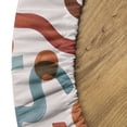 thumbnail image 5 of Ambesonne Abstract Fitted Round Tablecloth, Wavy Stripes Circles Motif, 40"- 44" Diameter, Cinnamon Pearl and Blue, 5 of 5