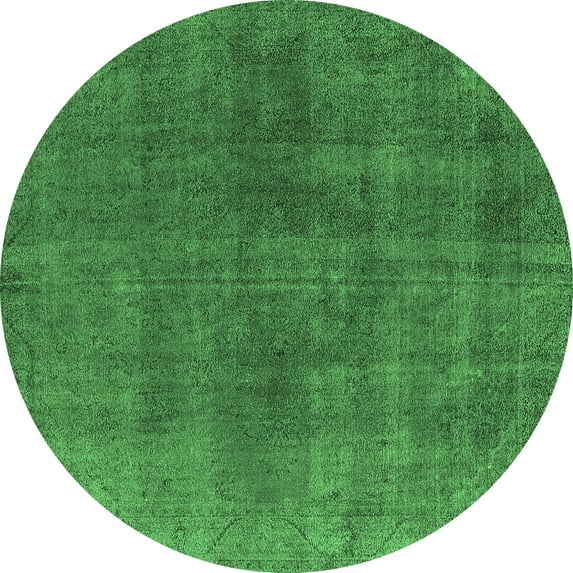 Ahgly Company Indoor Round Oriental Emerald Green Industrial Area Rugs, 6' Round