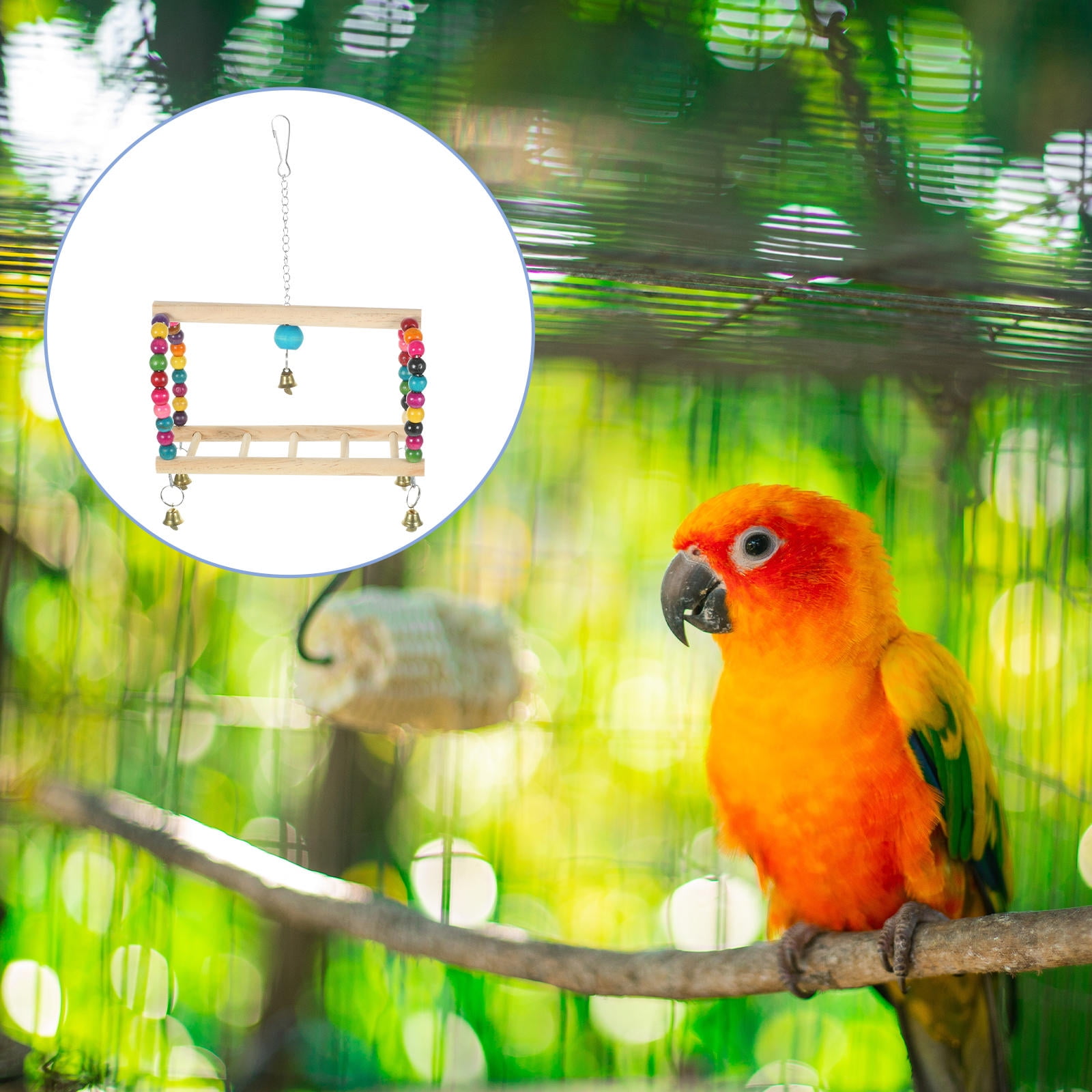 TITINICE Wear Resistant Wooden Bird Swing for Parrot Cage with Chew Proof Design