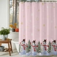 thumbnail image 4 of Pink Christmas Snowman Shower Curtain, Winter Xmas Tree Snowflakes Waterproof Fabric Shower Curtains with 12 Hooks, Bathroom Curtain Set for Bathroom Accessories Decor, 72 x 96 Inches, 4 of 9