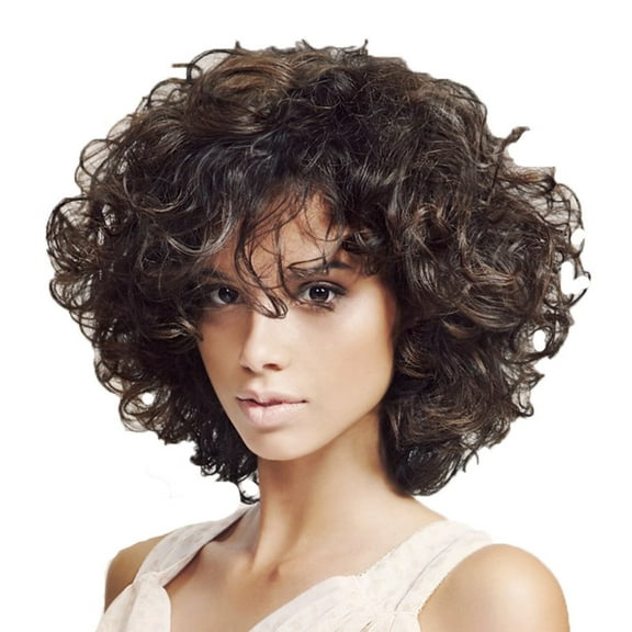 Women's Fashion Wig Brown Synthetic Hairshort Wigs hair Wave Wig