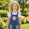 thumbnail image 5 of Peacolate 5-10T Little&Big Girls Adjustable Straps Short Overalls Jeans Outfits,Floret,3Years, 5 of 5