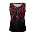 thumbnail image 4 of Prolriy - Camisetas de verano para mujer 2024, camisetas sin mangas estampadas, informales, holgadas, con cuello redondo, color negro, talla S, 4 of 4