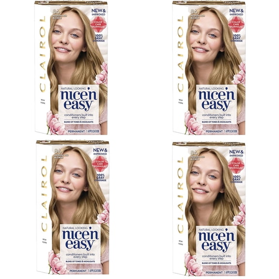 Pack of (4) Clairol Nice n Easy Permanent Hair Color, #8A Medium Ash Blonde