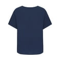 thumbnail image 4 of CEHVOM Femmes Col Rond Uni Décontracté Hauts en Lin Chandail à Manches Courtes T-shirt, 4 of 6