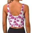 thumbnail image 4 of Goofa Orchids Flowers Printed Sports Bras for Women, High Impact Running Bra Workout Crop Tank Tops Longline Sports Bra Push up-XX-Large, 4 of 9