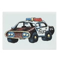 thumbnail image 1 of Police Cutting Board, Cartoon Hand Drawn Police Car Unusual Design with Sketchy Coloring Print, Decorative Tempered Glass Cutting and Serving Board, Large Size, Red Yellow and Blue, by Ambesonne, 1 of 1