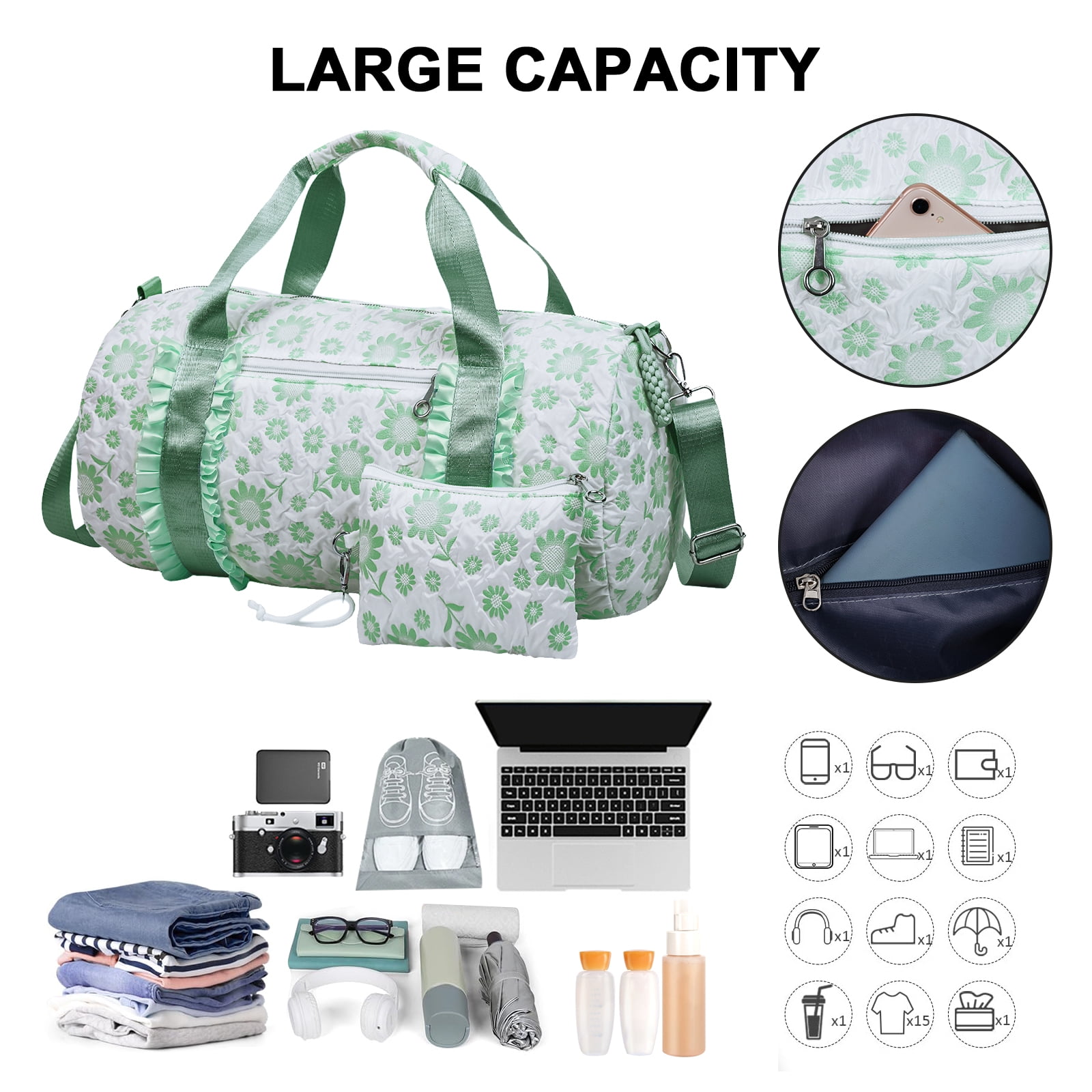 2pcs Oxford Travel Tote Bag Set for Women, Lightweight Weekender Duffel, Ideal for Carry-On, Overnight Trips, Gym, Daily Commute, Crossbody Bags