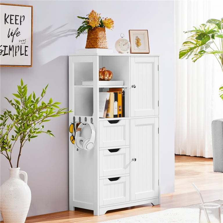 Yaheetech white bathroom storage cabinet sale free standing laundry room furniture