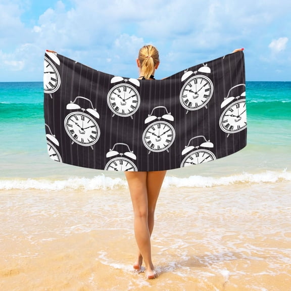 Ryvnso Vintage Alarm Clocks-a1 Beach Towel Quick Dry Swimming Yoga Beach Towels Large Sand Free Microfiber Towel 31"W x 71"L