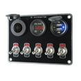 thumbnail image 1 of jinwen 5 Gang Rocker Toggle Switch Panel Waterproof Control Relay Marine Trailer , Red Red Light, 1 of 6