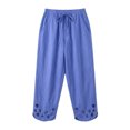 thumbnail image 5 of Flowy Pants for Women Casual High Waisted Wide Leg Loose Pant Plus Size Drawstring Split Hem Business Trousers with Pockets, 5 of 6