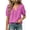 Hot Pink, variant on Womens Boho Peasant Blouse Puff Sleeve Notch V Neck Button Decor Pleated Front Flowy Shirt for Fall Fashion Travel Resort, Wine, XL