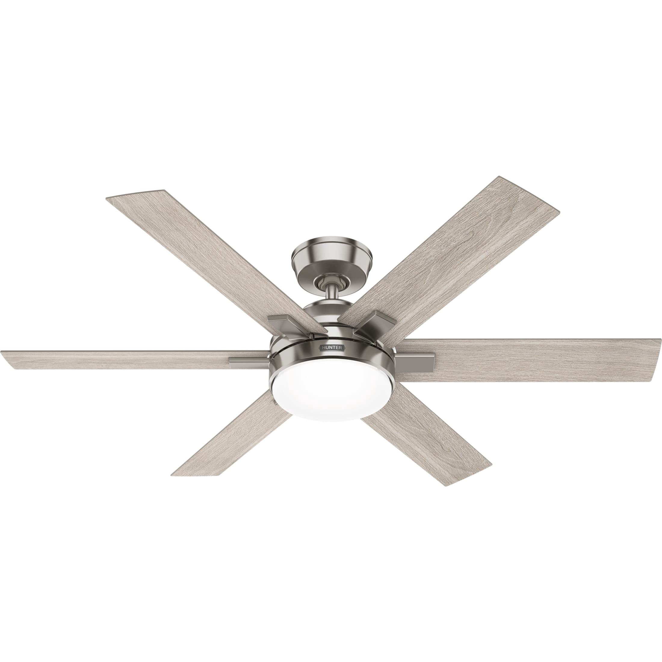 Hunter - Georgetown Indoor Ceiling Fan With Light, Remote, 52-inch, Brushed Nickel, Modern-style, 6-speed DC Motor, Quick Installation, Energy Star, 52785