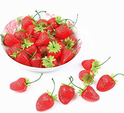 Lifelike Strawberry Artificial Fake Fruits Foam Strawberries Decorations 10pcs 