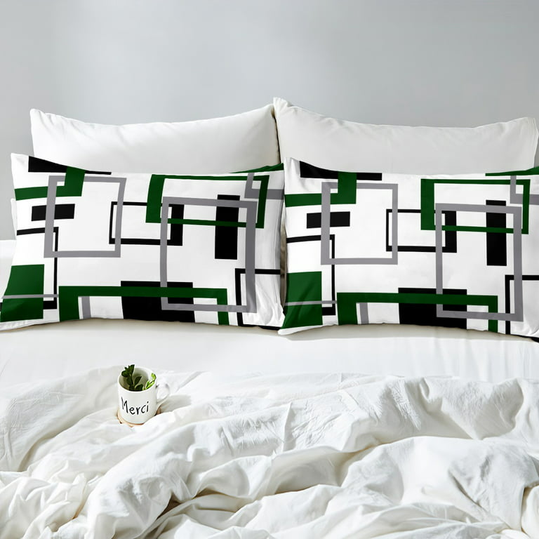 Modern White & Gray Geometric Pattern Queen Duvet Cover Set, Bedding  Comforter Cover With Zipper Queen 