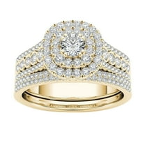 MANHUJI Silver Rings for Women Couple Rings Gold-Plated inlaid Zircon Ring Classic Jewelry Womens Rings Crystal Rings Silver Rings for Women(H,6)