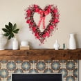 thumbnail image 4 of 18 Inch Grapevine Red heart Shape Berries Wreath For Front Door, Valentines Day Heart Shape Wreath With Red Ribbon For Home Decor, Valentines Day Inside And Outside Wreath, 4 of 7