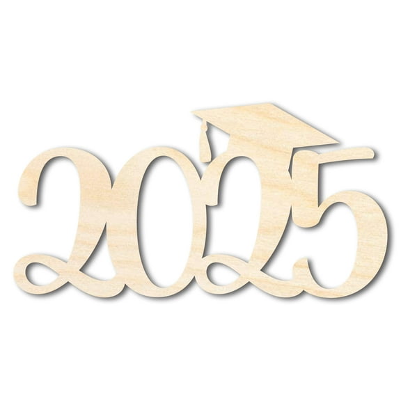 Unfinished Wood Cursive 2025 Shape 4" / 1/4"