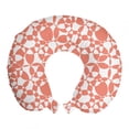 thumbnail image 1 of Geometric Travel Pillow Neck Rest, Retro Inspired Repetitive Pattern with Nested Pastel Rounds Print, Memory Foam Traveling Accessory Airplane and Car, 12", Salmon and White, by Ambesonne, 1 of 2