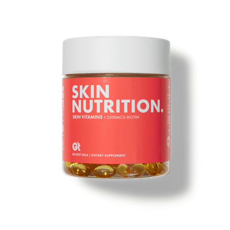 GT Skin Nutrition Vitamin E, Coconut & Argan Oil Supplement Promotes Healthy Skin with 2,500mcg Biotin - 60 Softgels