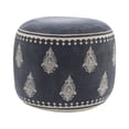 thumbnail image 6 of LR Home Small Paisley Indoor Round Pouf, Navy/Cream, 18" x 18" x 14", 6 of 6