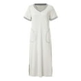 thumbnail image 5 of Women Nightgown Short Sleeve Soft Nightshirt Full Length Dress Sleepwear, 5 of 5
