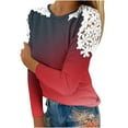 thumbnail image 1 of CEHVOM Blouse d'Été Décontractée à Manches Longues pour Femmes Col Rond Imprimé Dentelle T-Shirt Liquidation, 1 of 5