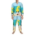 Zufioo Gnomes On The Beach Mens Pajamas Set, Mens LongSleeved Pajama