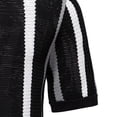 thumbnail image 5 of YLSDY Men's Vertical Striped Knit Golf Shirt V-Neck Casual Short Sleeve Summer Top Black M, 5 of 6