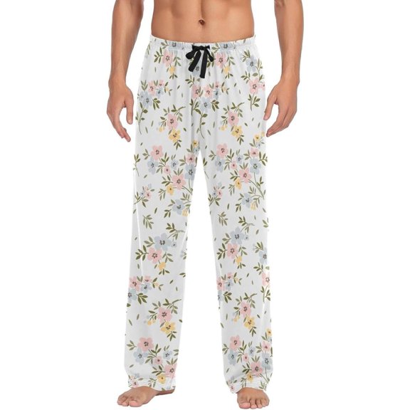 Boho Flowers Ghost Pajama Pants, Men's Lounge Pants Light with Drawstring and Pockets, Christmas New Year Birthday Father's Day Gifts, Small