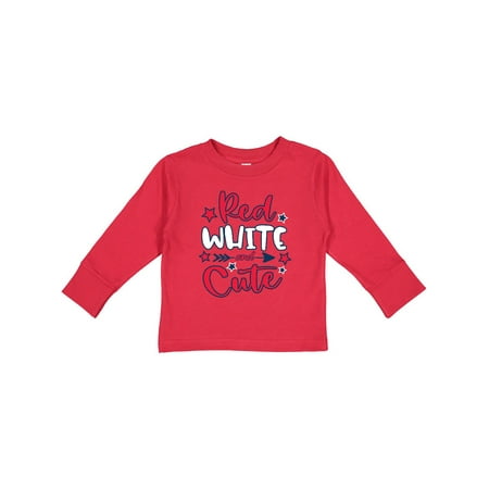 

Inktastic 4th of July Red White and Cute with Arrow and Stars Gift Toddler Boy or Toddler Girl Long Sleeve T-Shirt