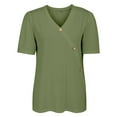 thumbnail image 5 of TODOZO T Shirts for Women Loose Fit Casual Lightweight Soft Basic Tees Womens Summer Tops Womens Tops Casual Short Sleeve V Neck Shirts Puff Sleeve Tshirts Loose Casual Blouse Summer Tee Green L, 5 of 8