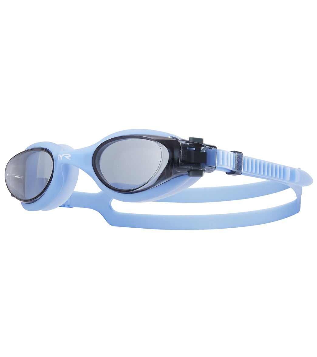 TYR Velocity Adult Fit Swim Goggles Swimming Low Profile-Smoke/Yellow 073 NEW 