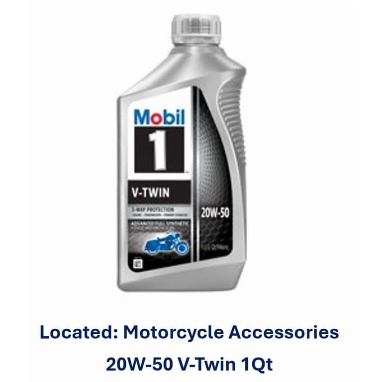 Mobil 1, V-Twin Full Synthetic Motorcycle Oil 20W-50, 1 Quart