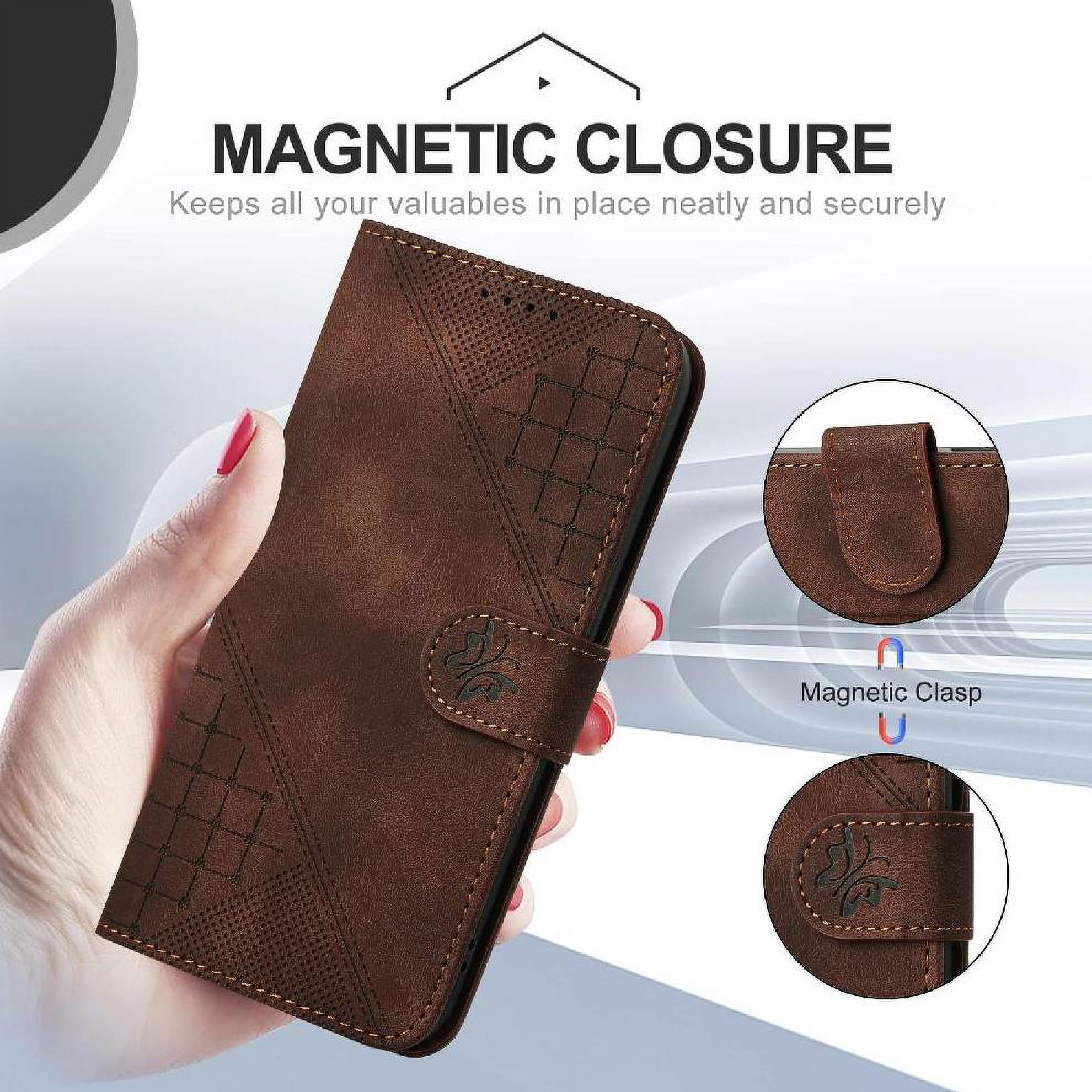 Flip Case for Samsung Galaxy S25 Fe with Detachable Hand Strap High Quality Leather Phone Case Embossed Butterfly and Credit Card Slot