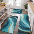 thumbnail image 2 of Blue and Gold Marble Shimmer Waves Pattern Kitchen Rugs Sets Of 3,Kitchen Runner Rugs Non Skid Washable,Decorative Kitchen Floor Mats for Kitchen,Sink,Laundry,17"x30"+ 17"x47" + 17"x59", 2 of 6