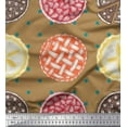 thumbnail image 1 of Soimoi Brown polyester Crepe Fabric Dot & Pie Food Print Fabric by Yard 42 Inch Wide, 1 of 5