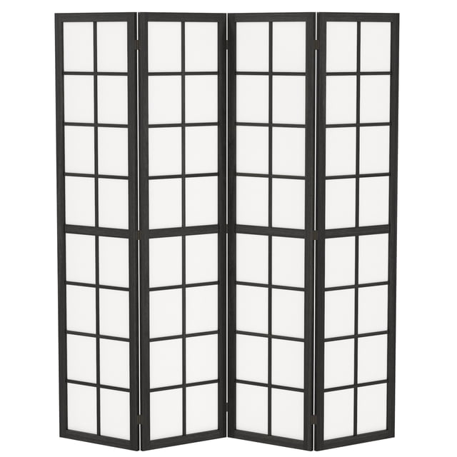 HOMCOM 4 Panel Room Divider, 5.6 ft Folding Privacy Screen, Black