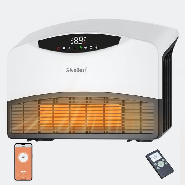 Calefactor de pared GiveBest 1500W WiFi, control remoto, Alexa y temporizador