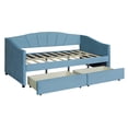 thumbnail image 5 of Triple Tree Daybed Frame Wooden Living Room Bedroom Bed with Slats Support, Blue, 5 of 7