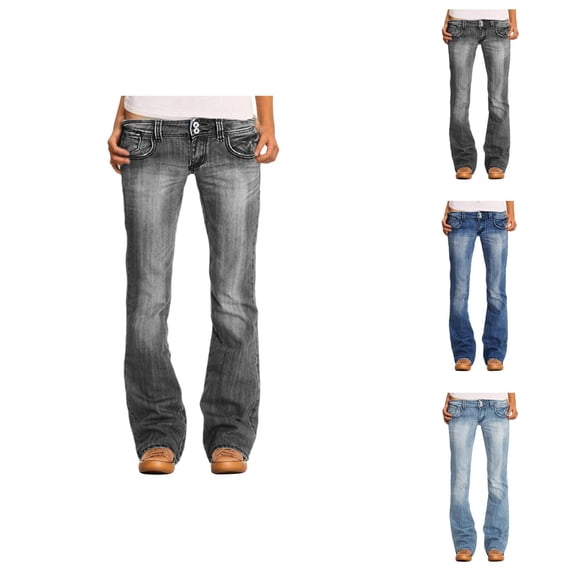 Jeans for Women 2026 Trendy Slim Fit Classic Washed Blue Straight Leg Bootcut Denim Pants Streetwear