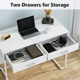 thumbnail image 5 of Tribesigns 40 Inch White Computer Desk, White Writing Desk with 2 Drawers, Modern Simple Study Desk Makeup Vanity Table for Bedroom Small Spaces, 5 of 16