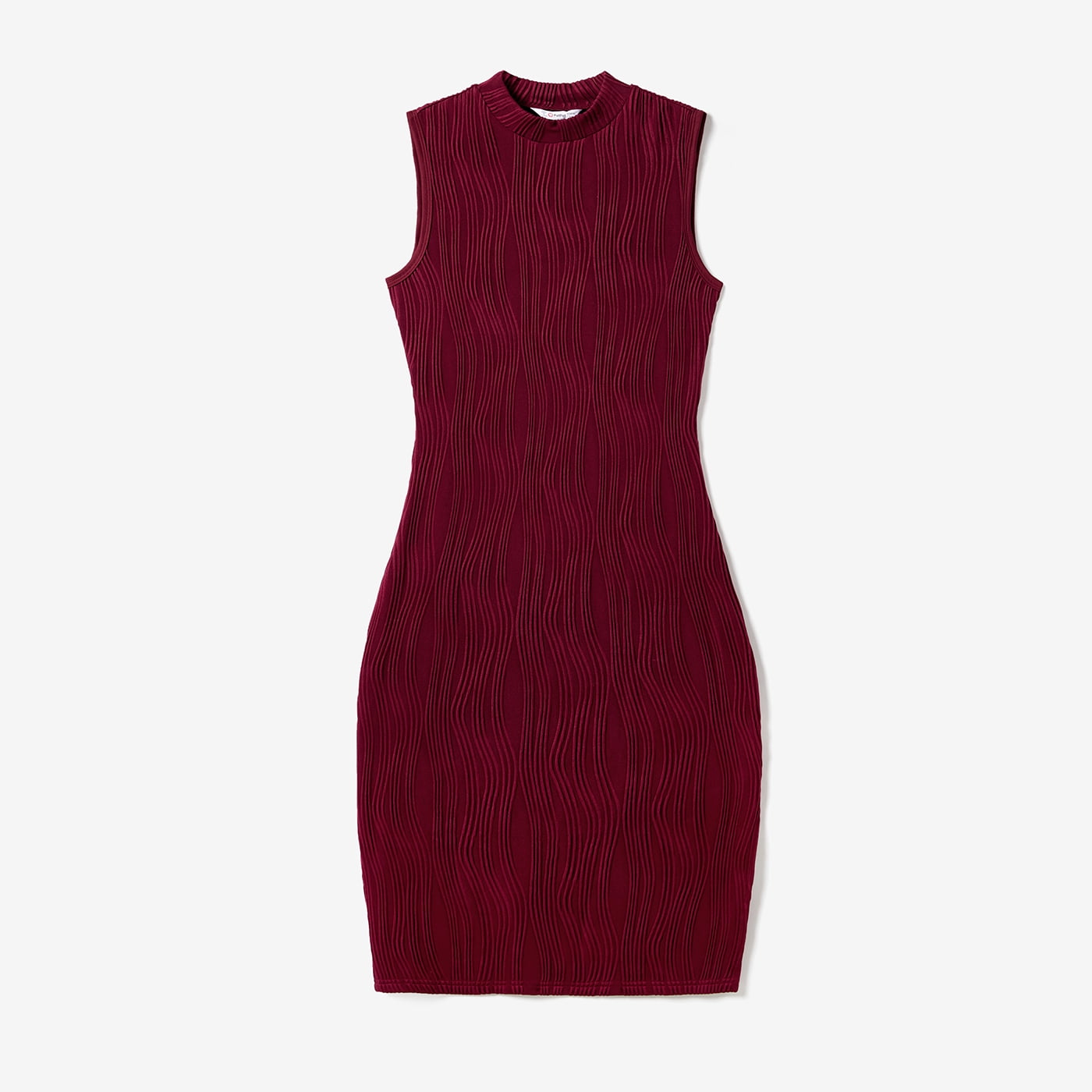 PatPat Family Matching Dresses Burgundy Women L Mommy and Me Elegant Solid Color Knit 3D Stripes Sleeveless Long sleeve Mesh Dresses Walmart