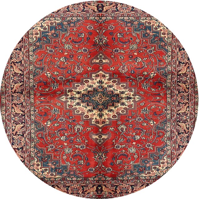 Ahgly Company Tapis d'Intérieur Rond Traditionnel Saumon Orange Rose Persan, 4 Pieds Rond