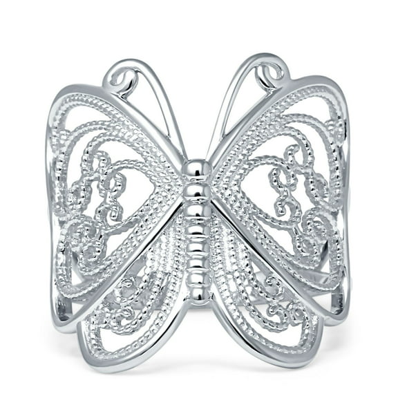 Filigree Design Butterfly Fashion Ring 925 Sterling Silver Size 5