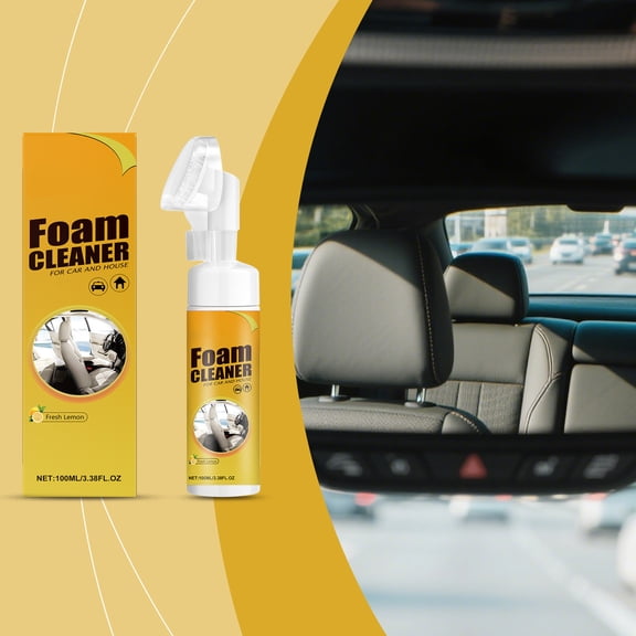 Car Interior Foam Cleaner With Brush,Upholstery And Fabric Stain Remover,Leather And Vinyl Seat Cleaner,100ml Quick Detail Interior Spray,Built In Brush Applicator,Stain Remover Foam Spray