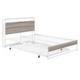 thumbnail image 3 of Full Size Platform Bed Frame, Metal Platform Bed with Trundle, USB Ports and Slat Support,  Trundle Bed Frame with Shelf Headboard, No Box Spring Needed, White, 3 of 7
