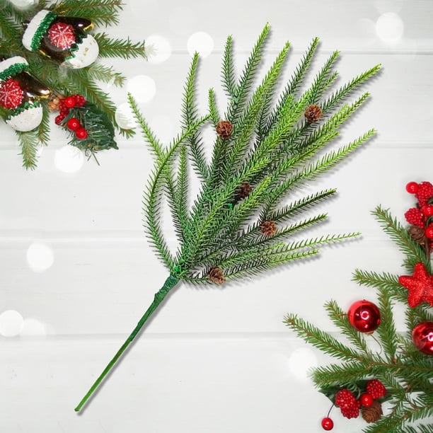6 uds ramas de pino artificiales 45cm ramas de pino falsas para adorno DIY de árbol de Navidad